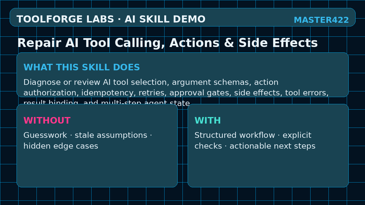 Repair AI Tool Calling, Actions & Side Effects screenshot 1