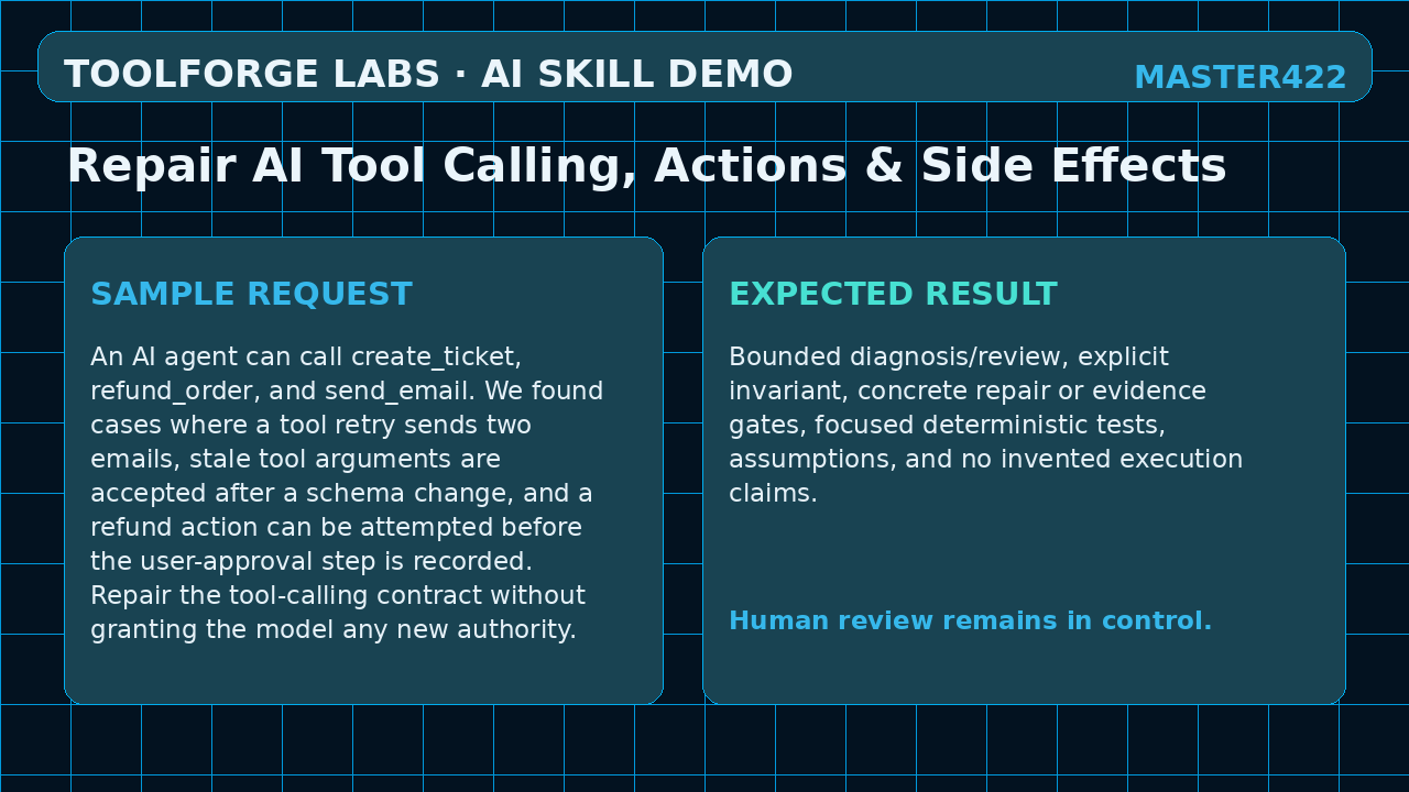 Repair AI Tool Calling, Actions & Side Effects screenshot 3