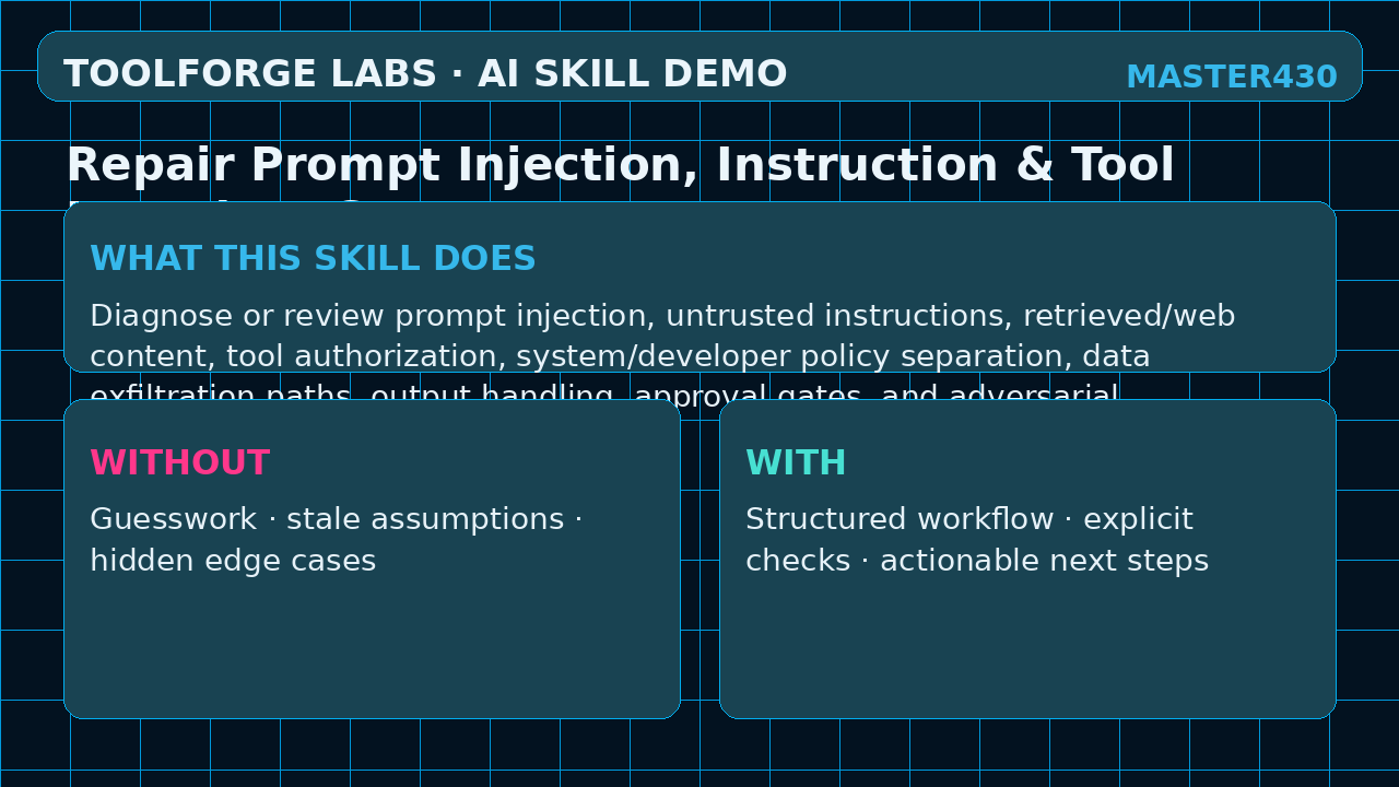Repair Prompt Injection, Instruction & Tool Boundary Gaps screenshot 1