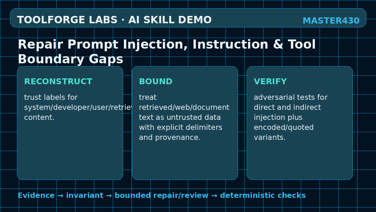 Repair Prompt Injection, Instruction & Tool Boundary Gaps screenshot 2