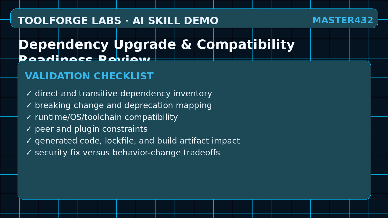 Dependency Upgrade & Compatibility Readiness Review screenshot 3