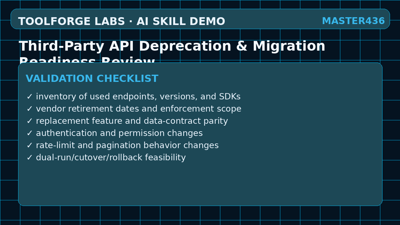 Third-Party API Deprecation & Migration Readiness Review screenshot 3