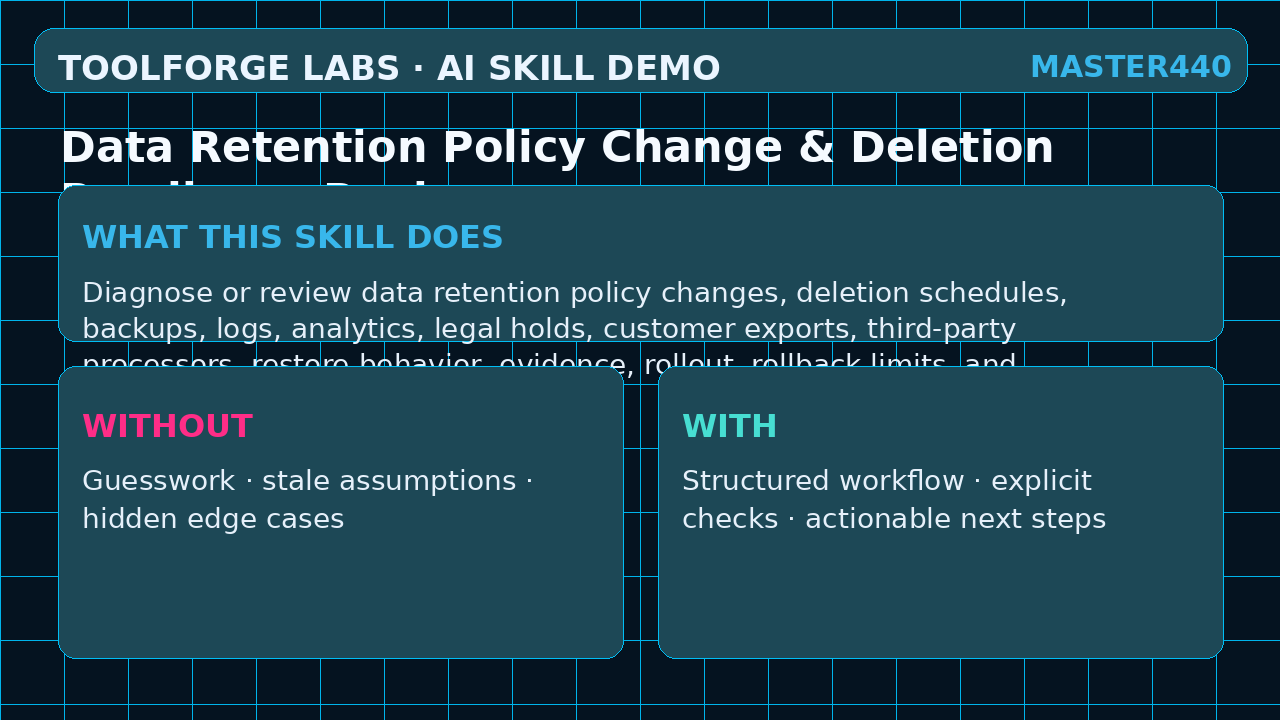 Data Retention Policy Change & Deletion Readiness Review screenshot 1