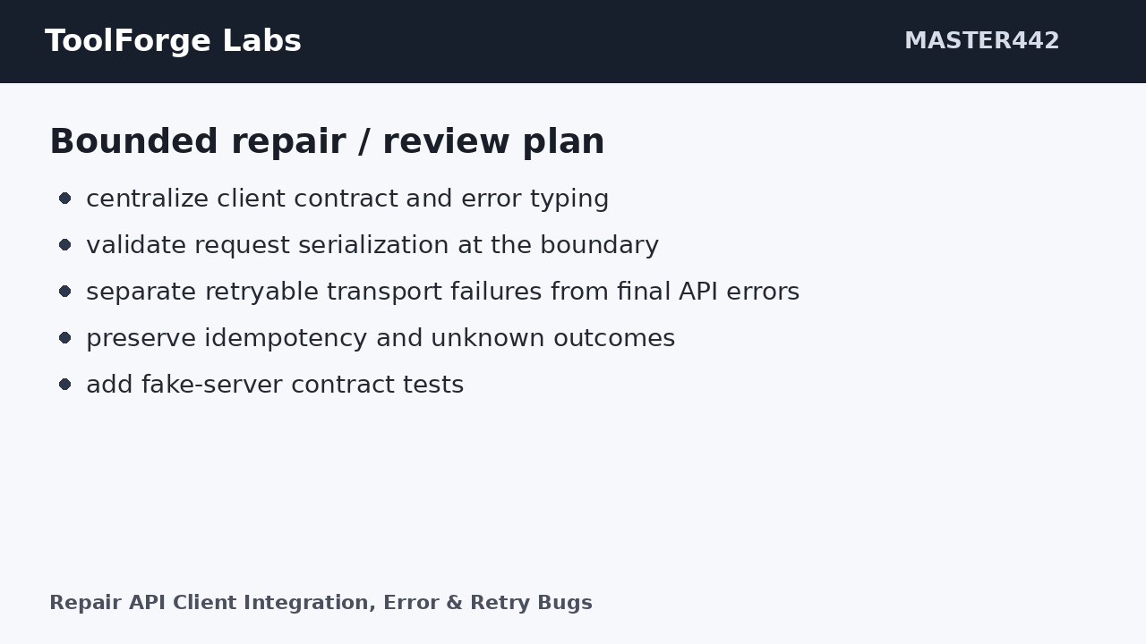 Repair API Client Integration, Error & Retry Bugs screenshot 2