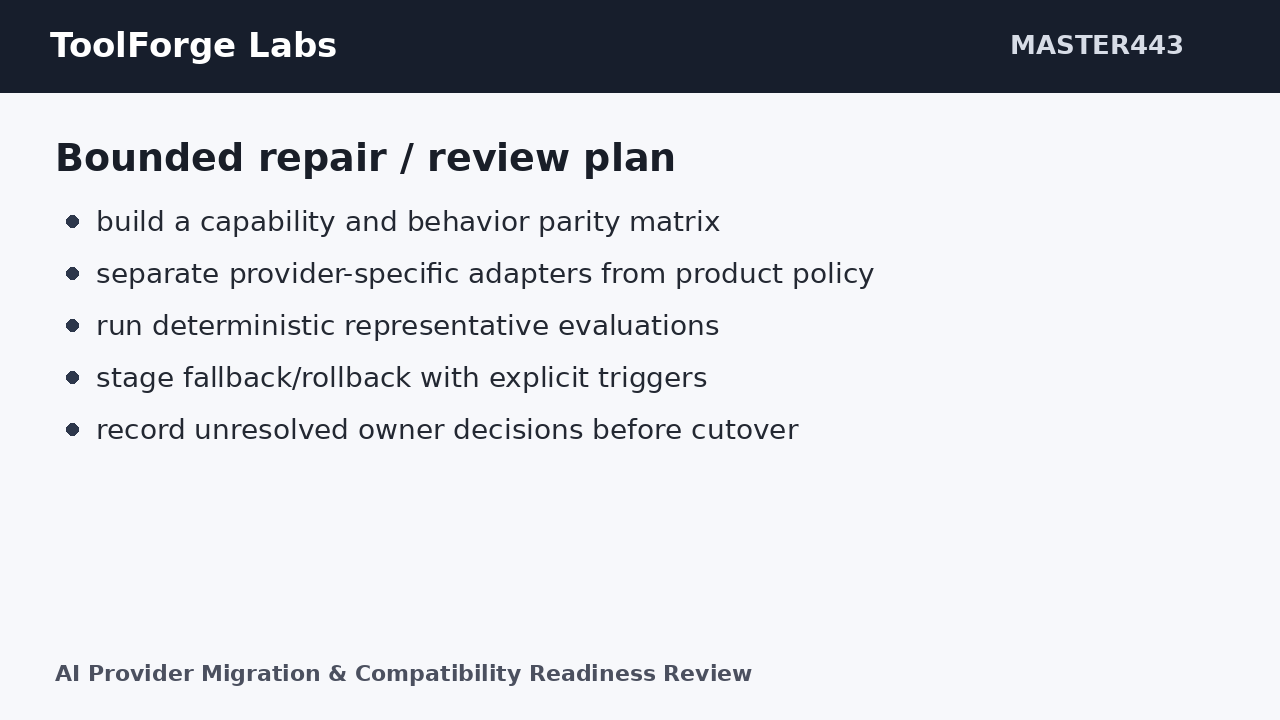 AI Provider Migration & Compatibility Readiness Review screenshot 2