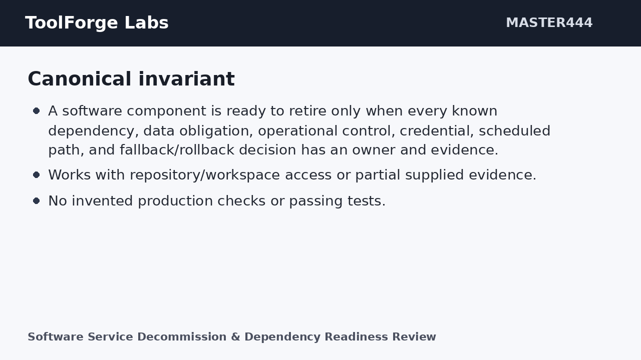 Software Service Decommission & Dependency Readiness Review screenshot 3