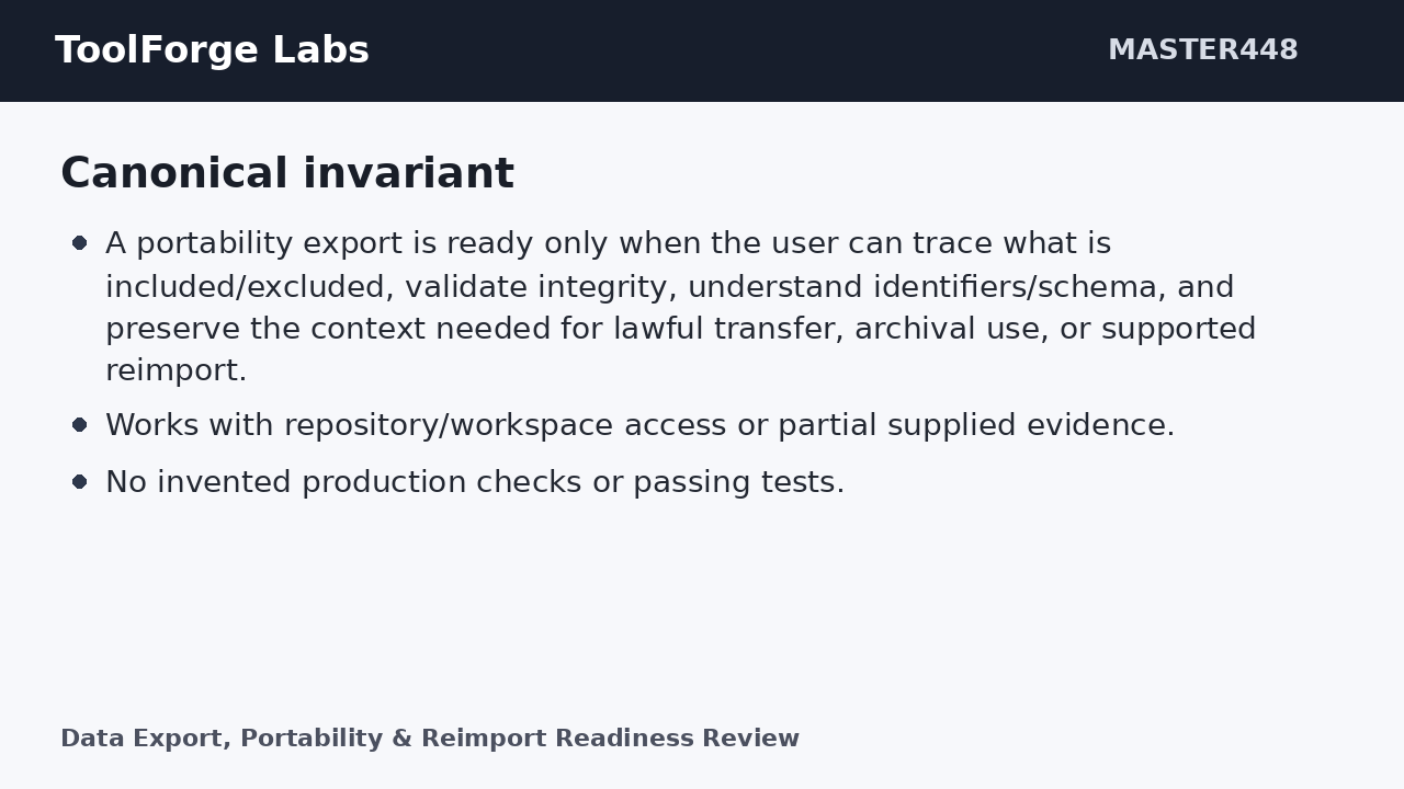 Data Export, Portability & Reimport Readiness Review screenshot 3