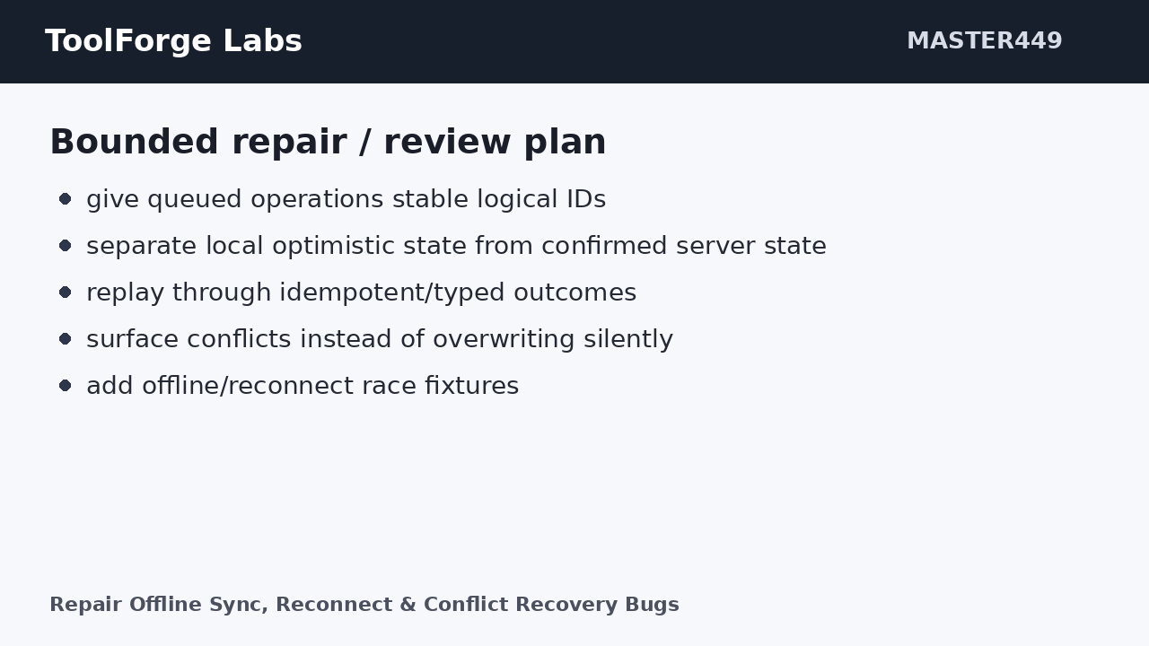 Repair Offline Sync, Reconnect & Conflict Recovery Bugs screenshot 2