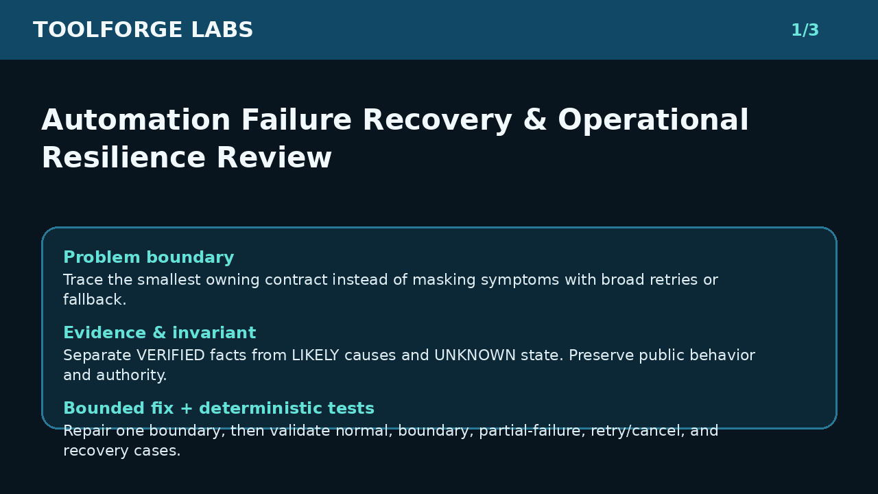 Automation Failure Recovery & Operational Resilience Review screenshot 1
