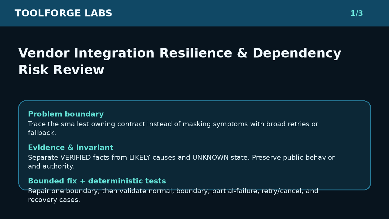 Vendor Integration Resilience & Dependency Risk Review screenshot 1