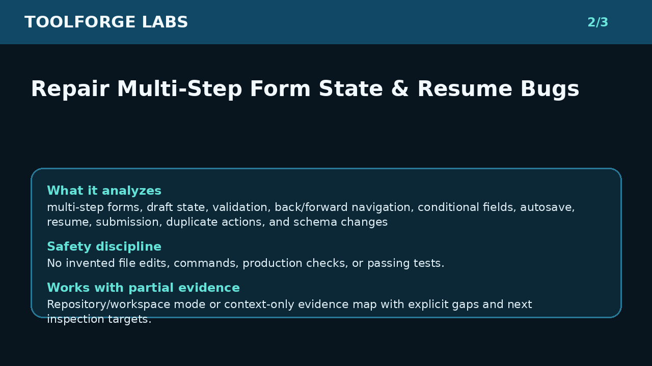 Repair Multi-Step Form State & Resume Bugs screenshot 2