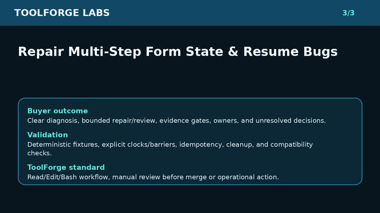 Repair Multi-Step Form State & Resume Bugs screenshot 3