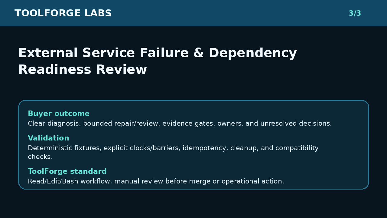 External Service Failure & Dependency Readiness Review screenshot 3