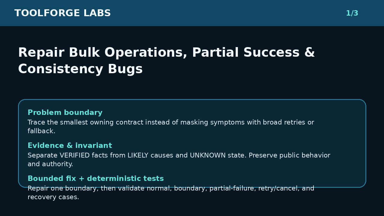 Repair Bulk Operations, Partial Success & Consistency Bugs screenshot 1