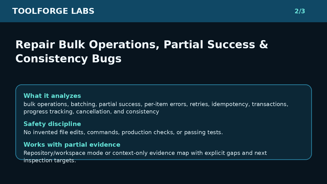 Repair Bulk Operations, Partial Success & Consistency Bugs screenshot 2