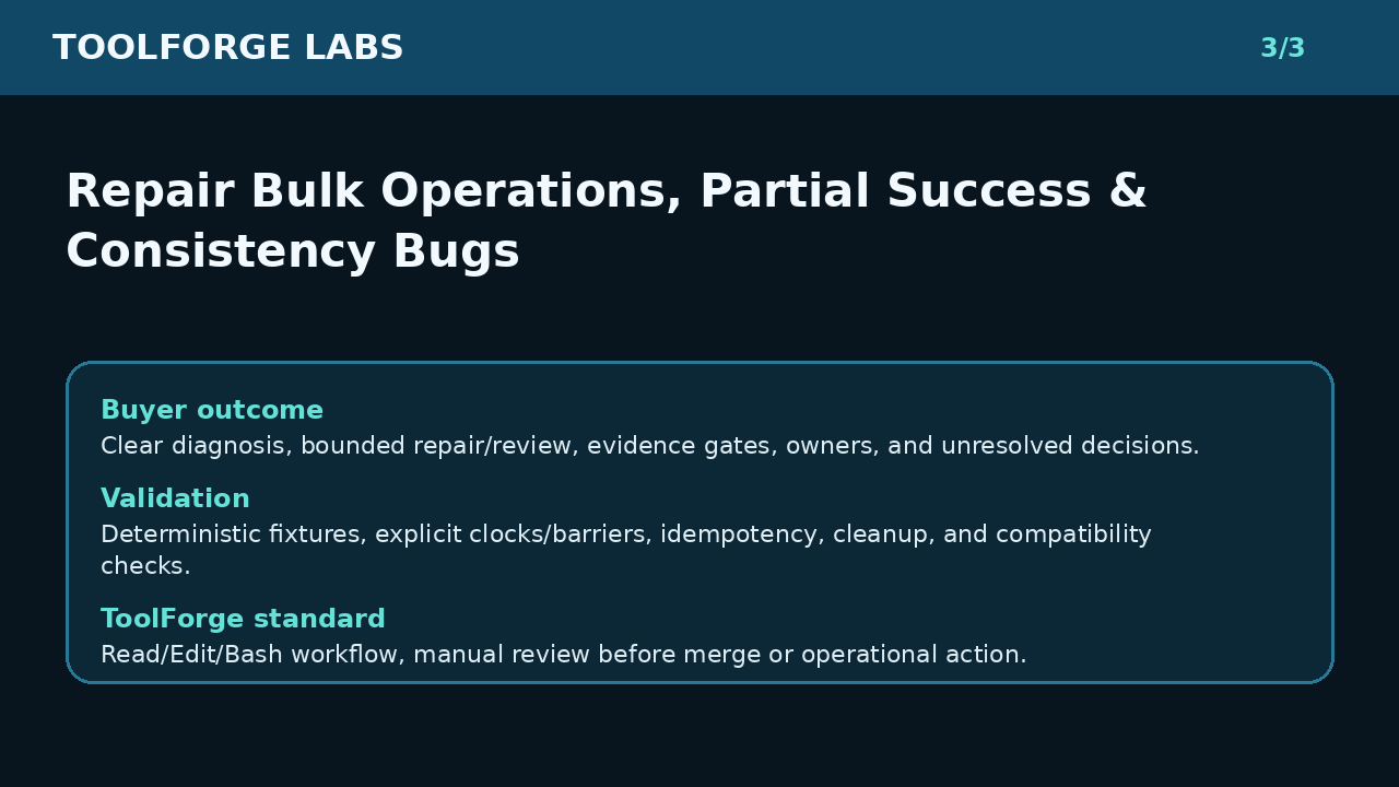 Repair Bulk Operations, Partial Success & Consistency Bugs screenshot 3