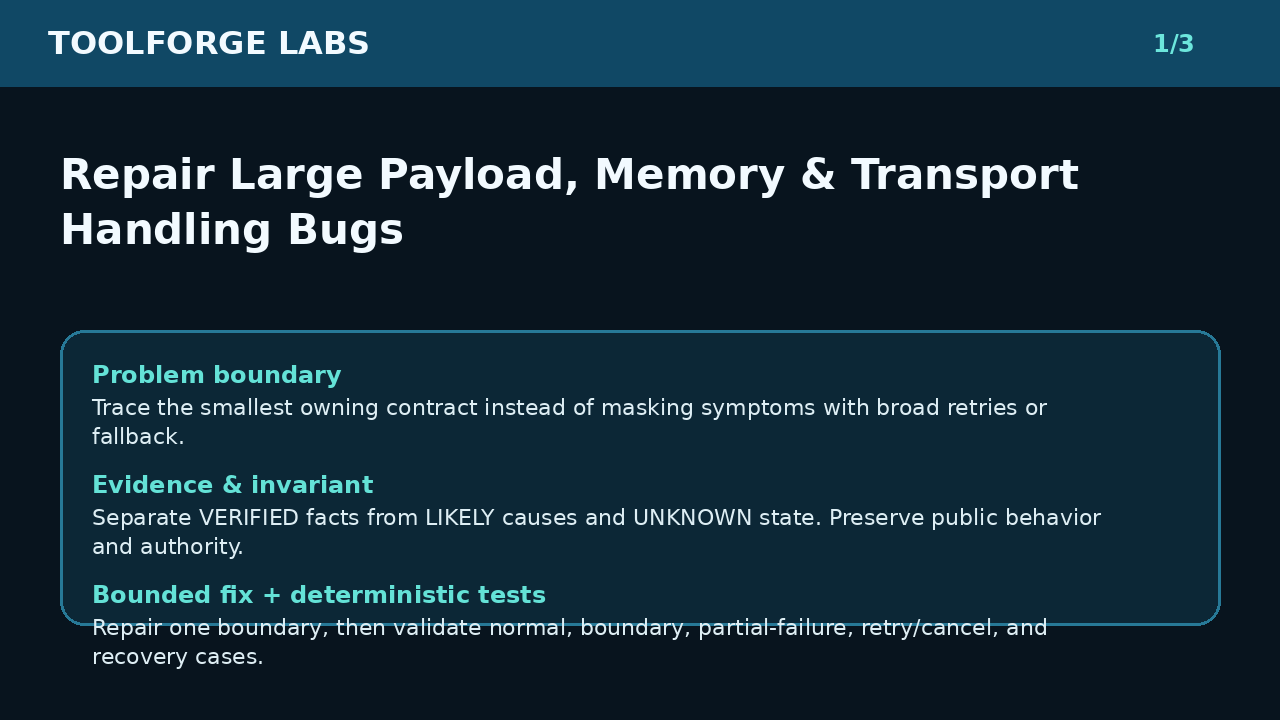 Repair Large Payload, Memory & Transport Handling Bugs screenshot 1