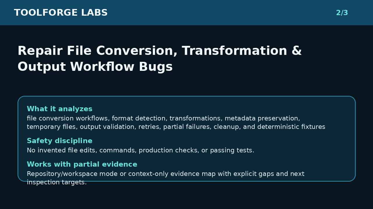 Repair File Conversion, Transform & Output Workflow Bugs screenshot 2