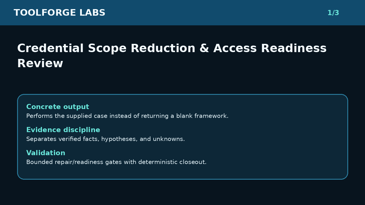 Credential Scope Reduction & Access Readiness Review screenshot 1
