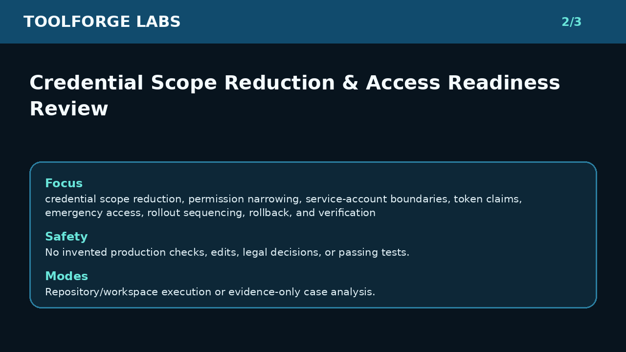 Credential Scope Reduction & Access Readiness Review screenshot 2