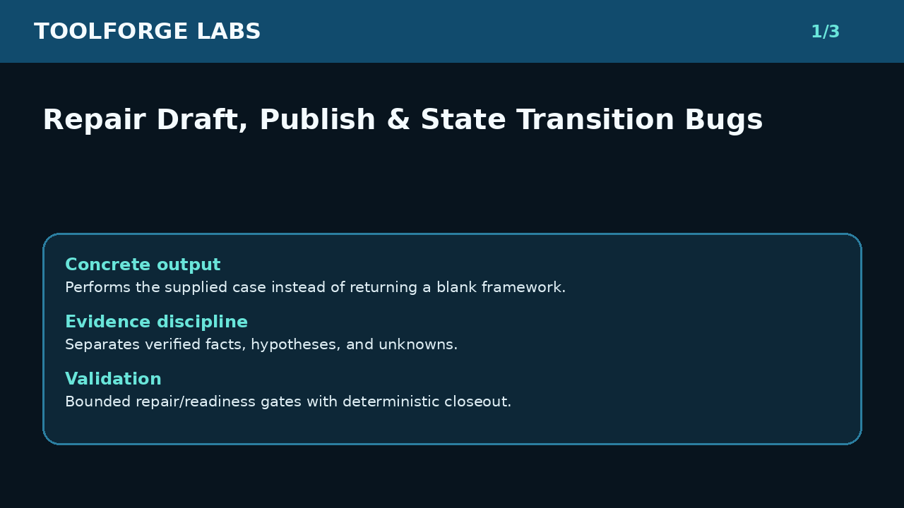 Repair Draft, Publish & State Transition Bugs screenshot 1