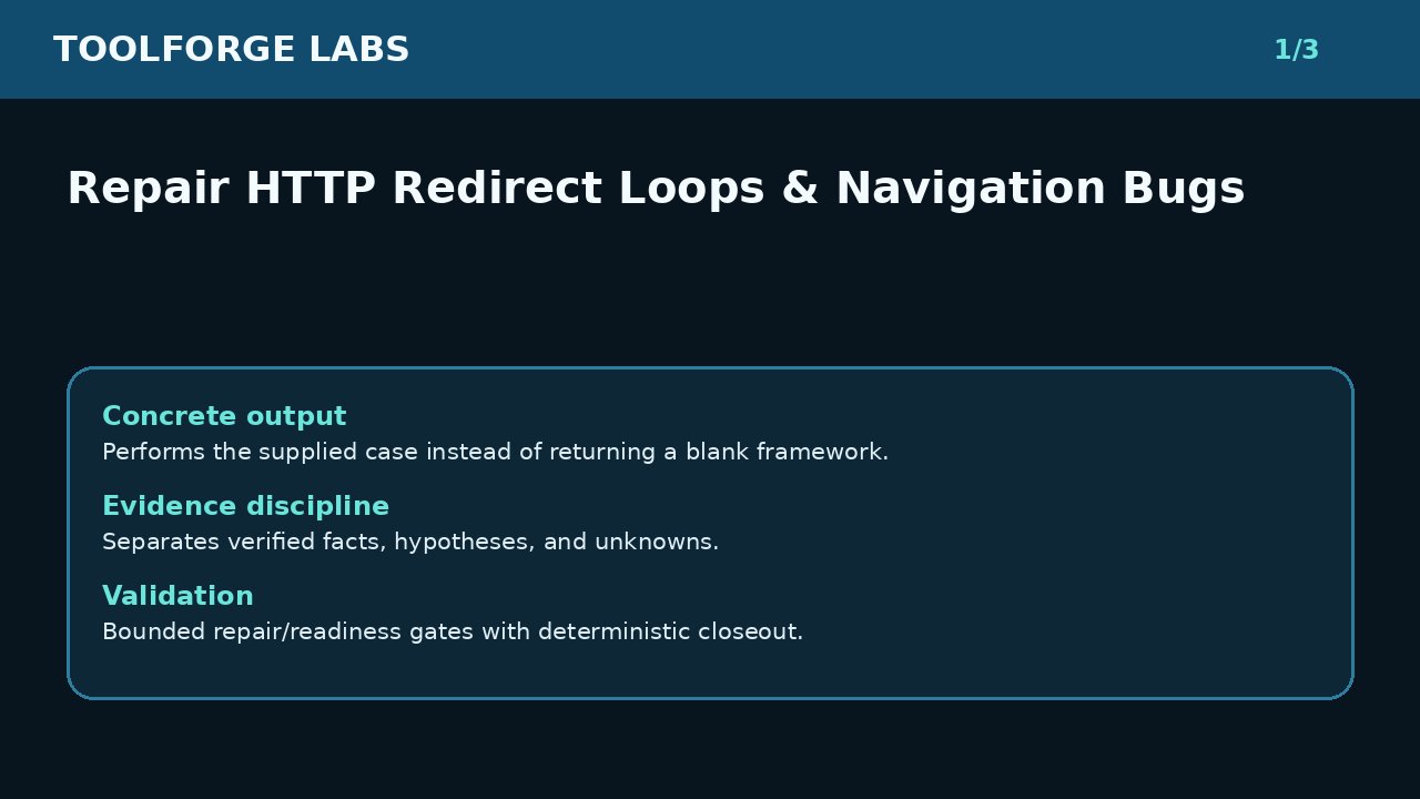 Repair HTTP Redirect Loops & Navigation Bugs screenshot 1