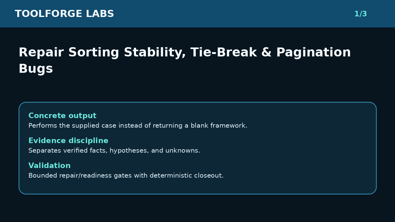 Repair Sorting Stability, Tie-Break & Pagination Bugs screenshot 1