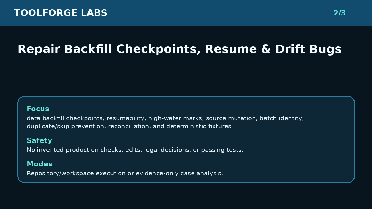 Repair Backfill Checkpoints, Resume & Drift Bugs screenshot 2