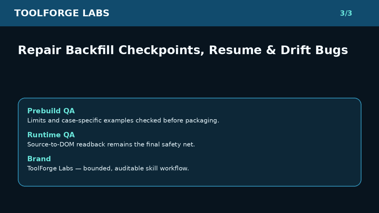Repair Backfill Checkpoints, Resume & Drift Bugs screenshot 3