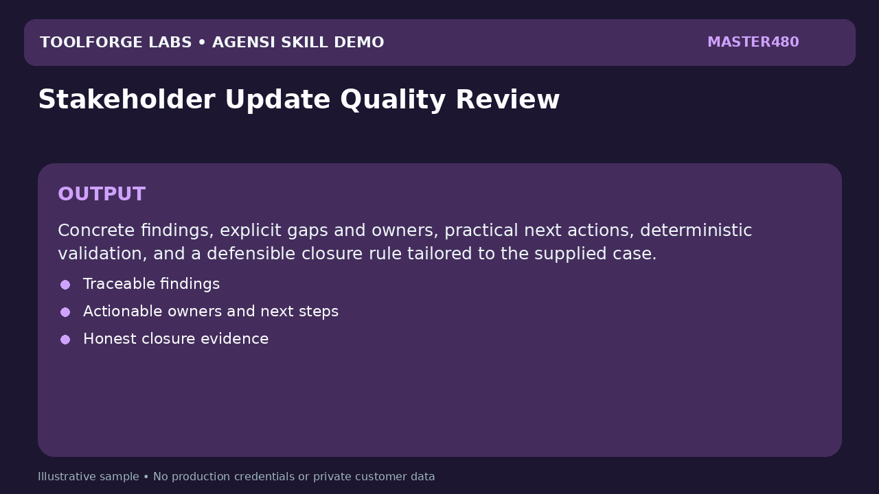 Stakeholder Update Quality Review screenshot 3