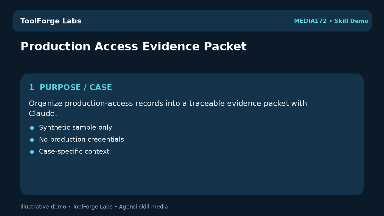 Production Access Evidence Packet screenshot 1