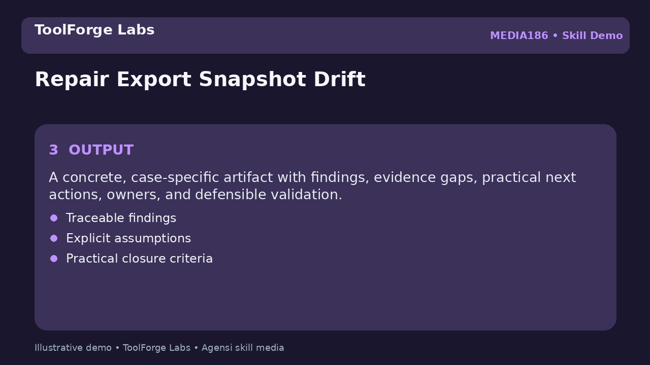 Repair Export Snapshot Drift screenshot 3