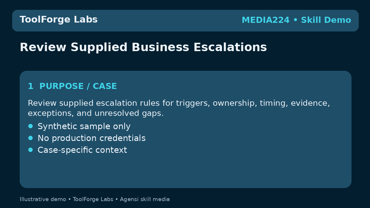 Review Supplied Business Escalations screenshot 1
