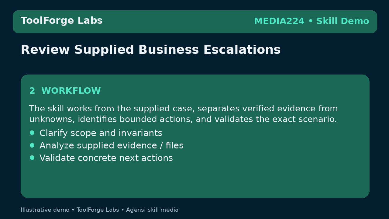 Review Supplied Business Escalations screenshot 2