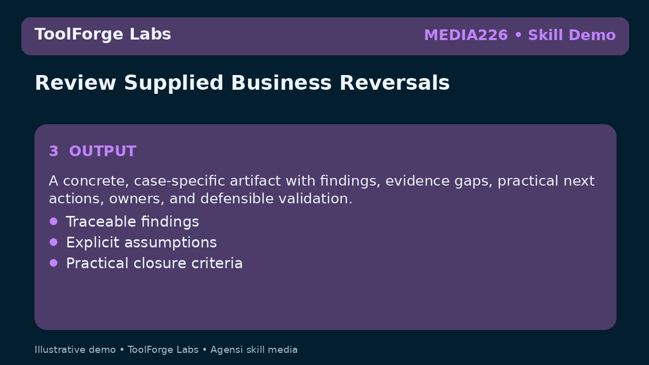 Review Supplied Business Reversals screenshot 3