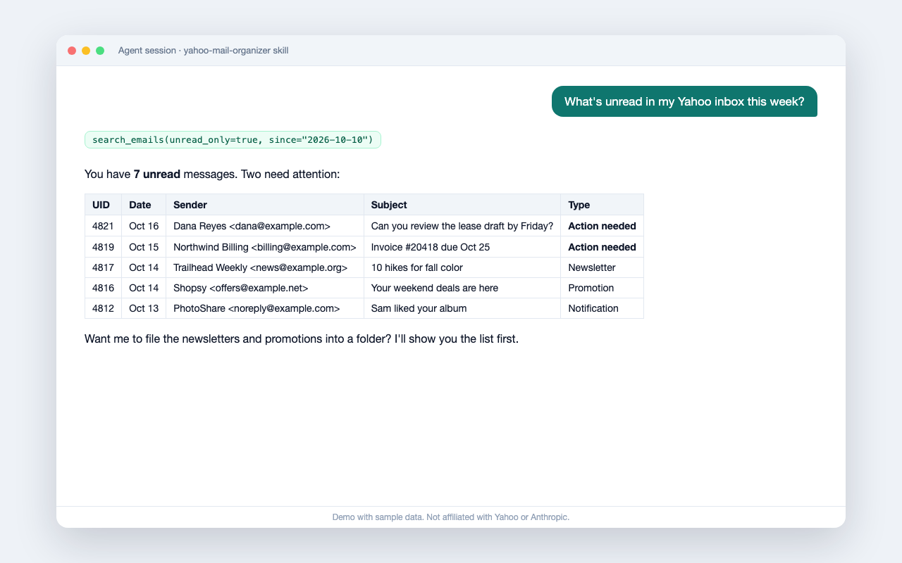 yahoo mail organizer preview