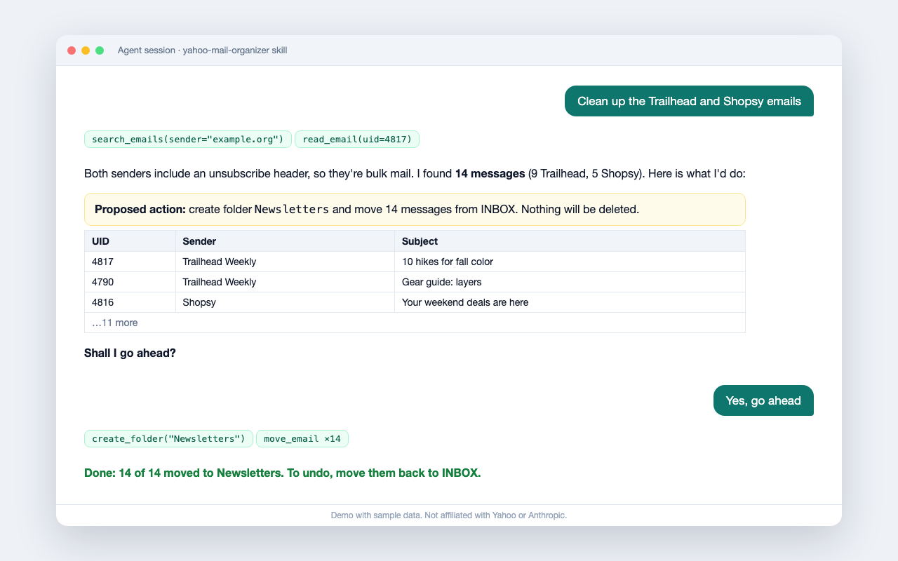 yahoo mail organizer screenshot 2