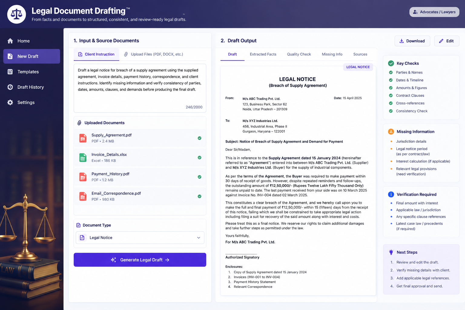 legal document drafting preview
