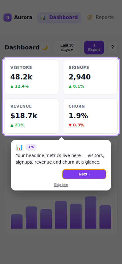 Toutour — Verified Onboarding Tours for Any Website screenshot 2