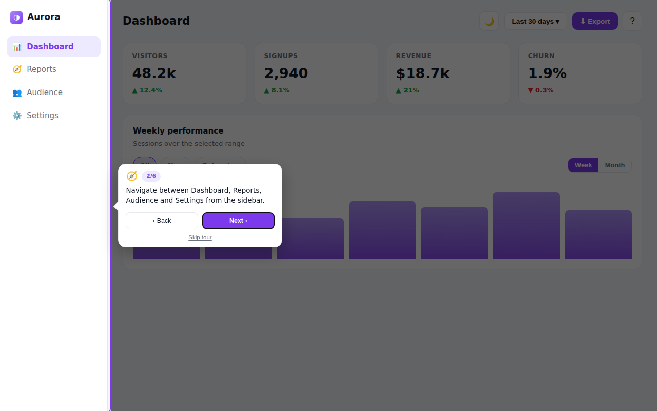 Toutour — Verified Onboarding Tours for Any Website screenshot 3