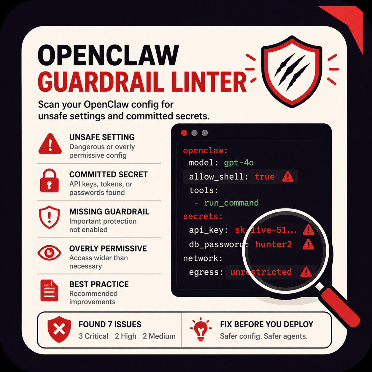🛡️ OpenClaw Guardrail Linter