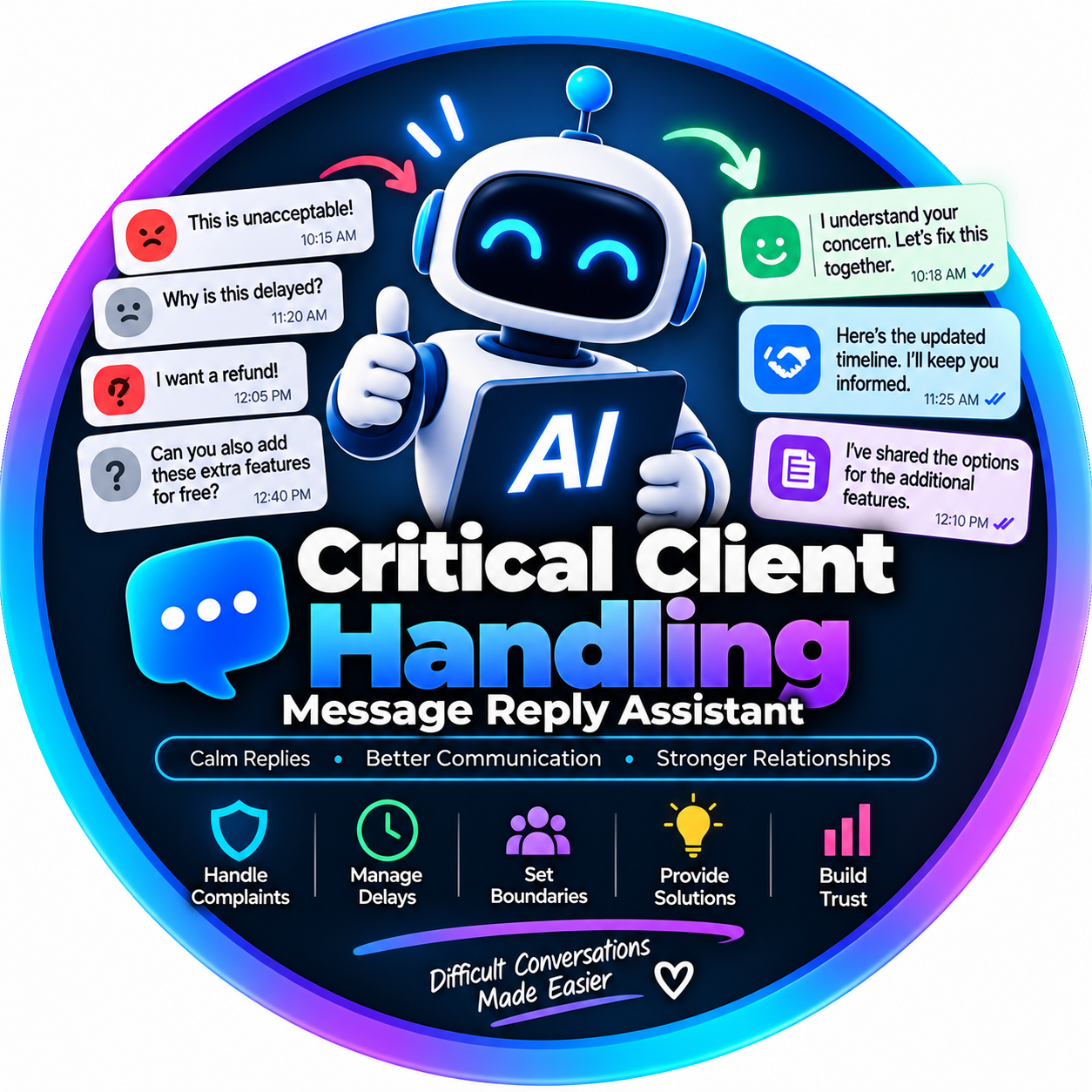 Critical Client Handling Message Reply Skill