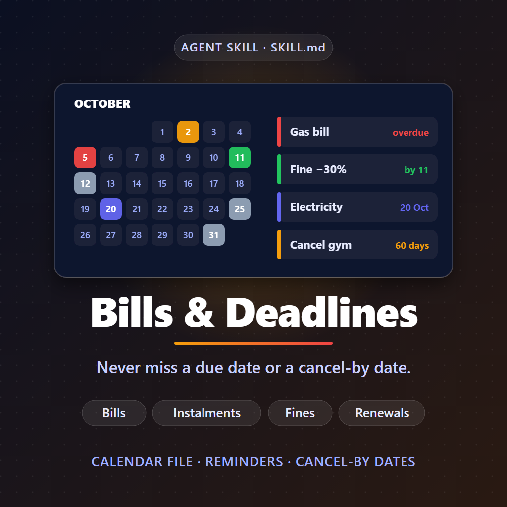 bills and deadlines
