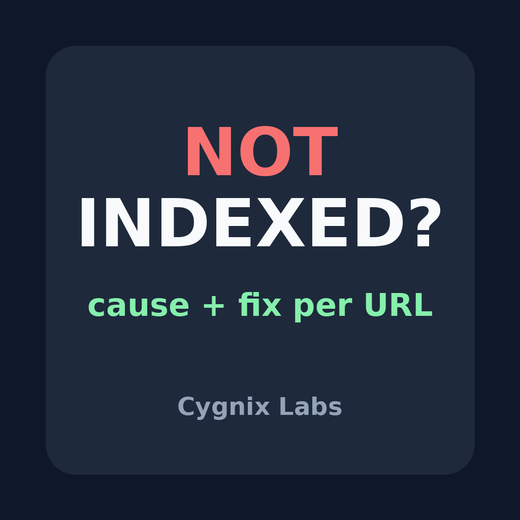 Indexing Fix Planner: Why Google Won't Index Your Pages (Crawled - Currently Not Indexed)