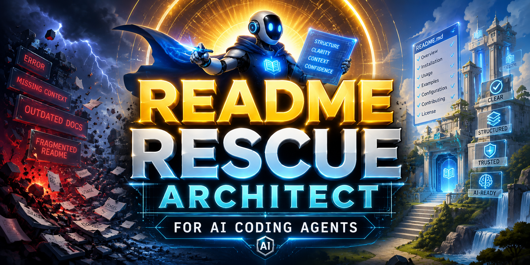 README Rescue Architect for AI Coding Agents