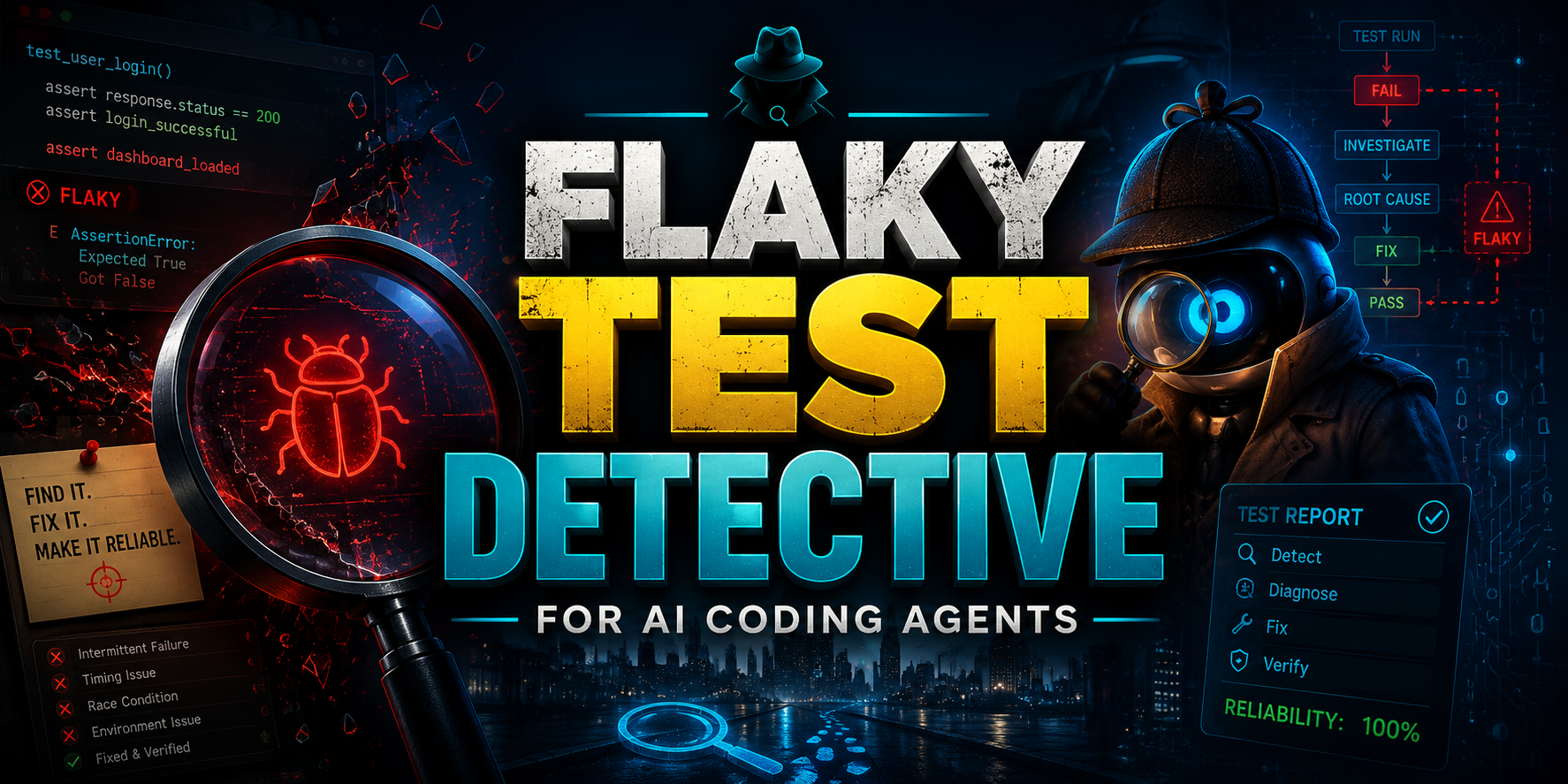 Flaky Test Detective for AI Coding Agents