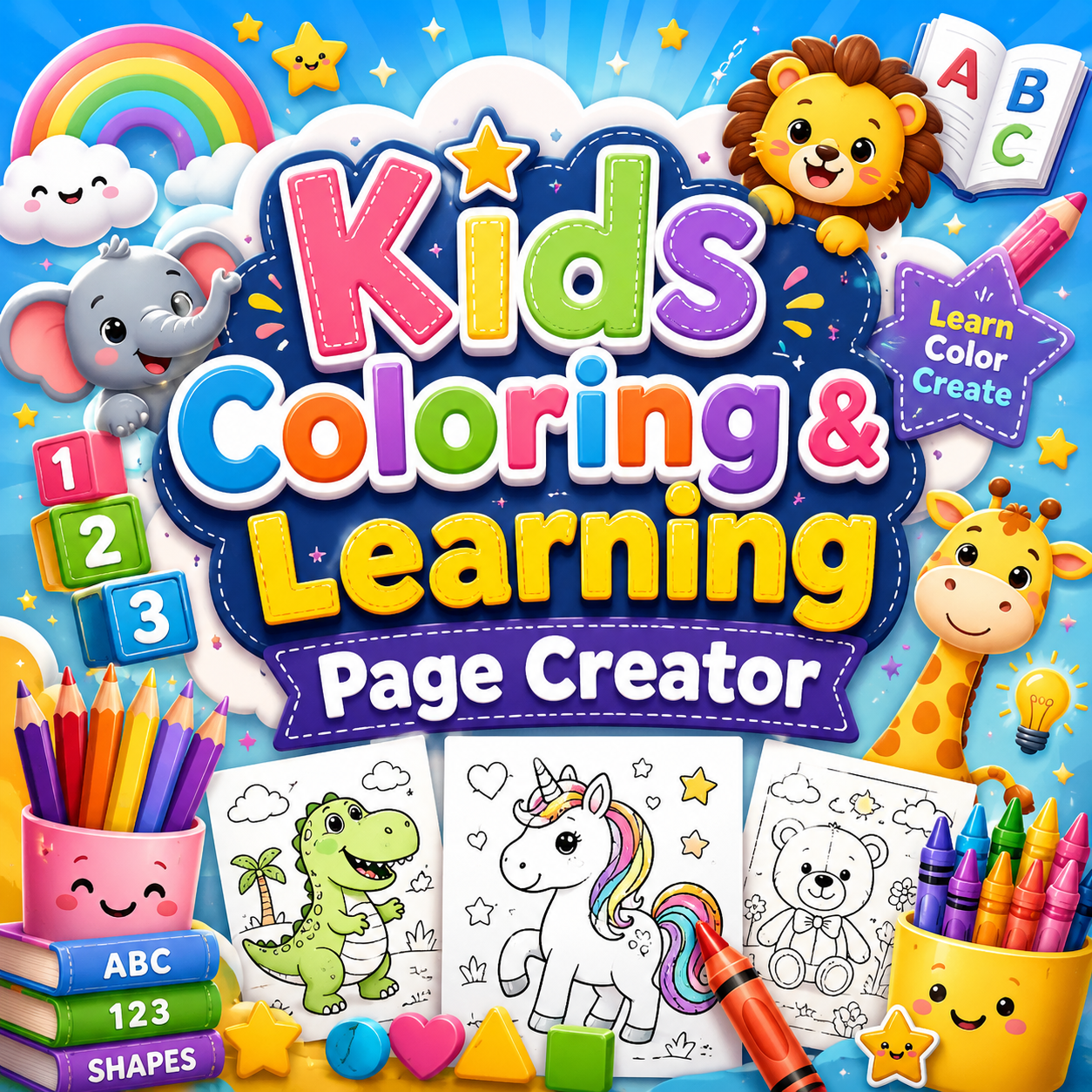Kids Coloring & Learning Page Creator