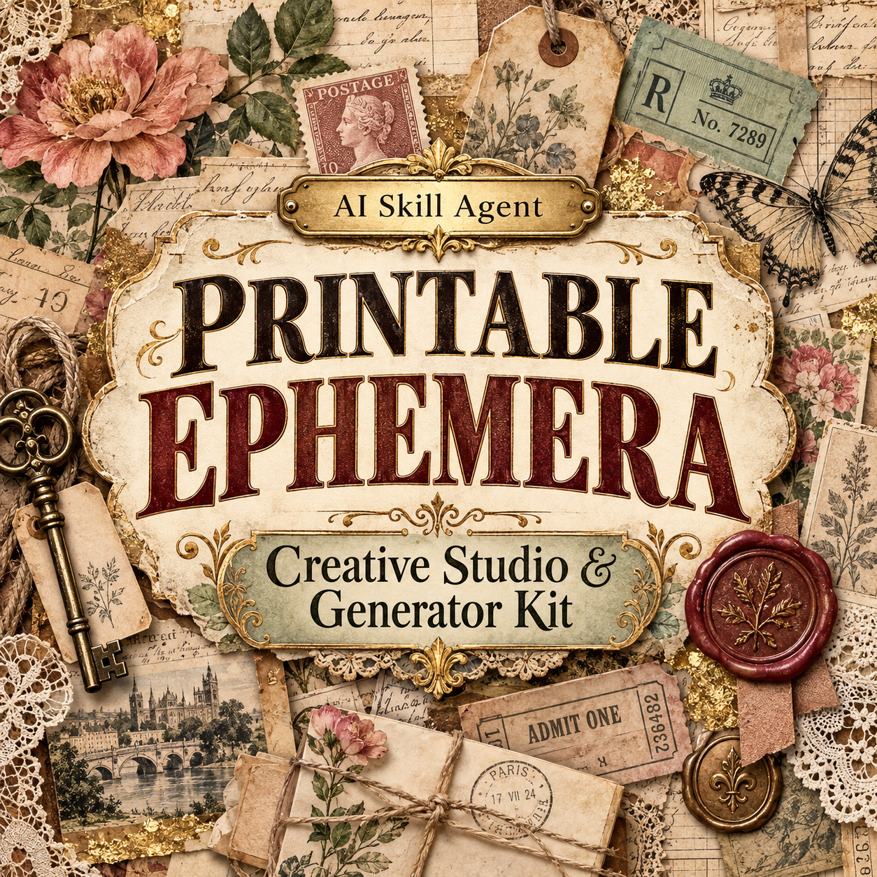 Printable Ephemera Creative Studio & Generator Kit