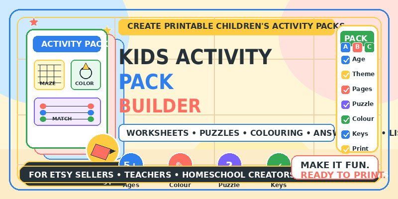 Kids Activity Packs Builder