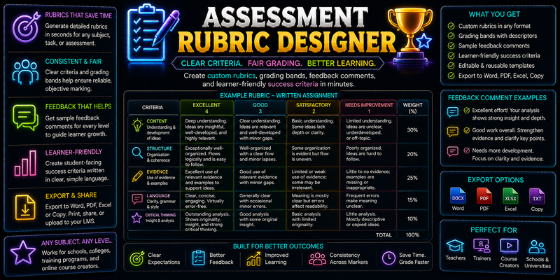 Assessment Rubric Designer